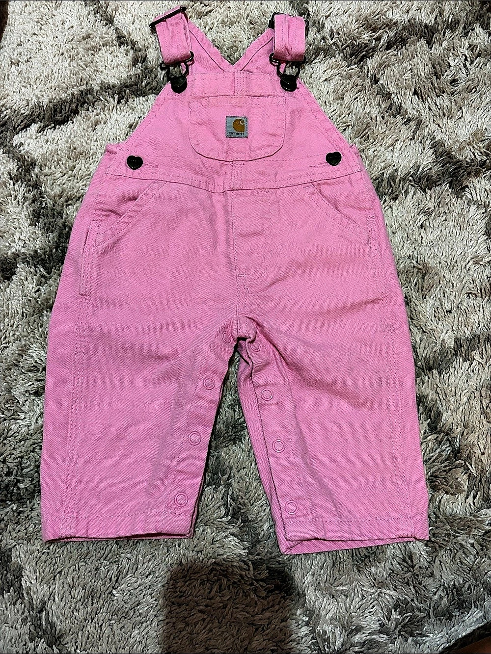 Carhartt Infant Girls Loose Fit Canvas Bib Overalls Canvas Bib Overalls Pink